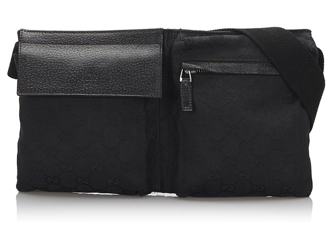 Gucci Black GG Canvas Belt Bag Leather Cloth Cloth  ref.164639