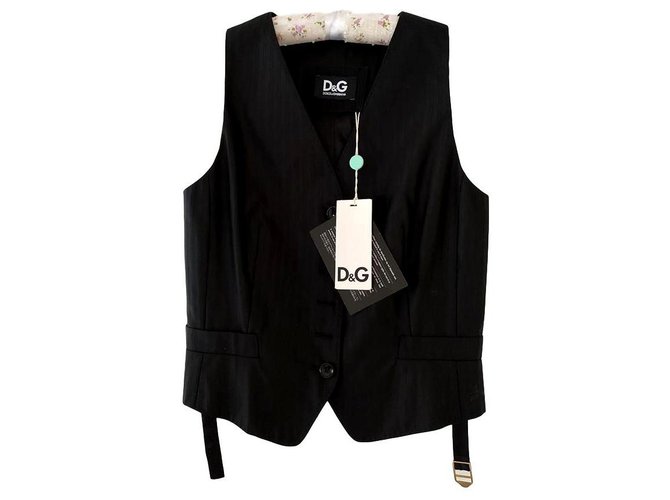 Gilet D&G Dolce & Gabbana Coton Viscose Noir  ref.164681