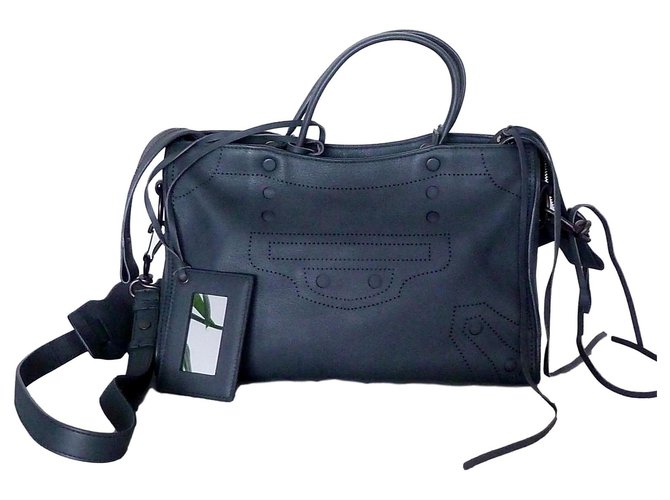 Balenciaga City Small Blackout bag Grey Leather  ref.164698