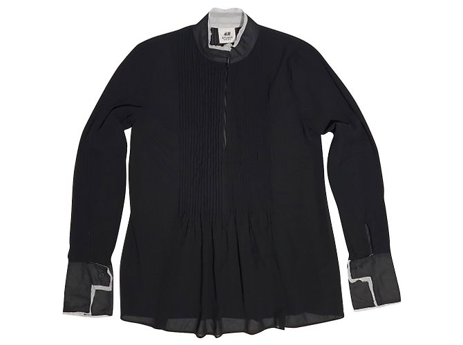Autre Marque Camicetta trasparente H&M Studio nera e bianca in poliestere Taglia 38 Nero Bianco