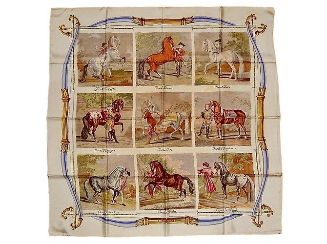 Hermès razze di cavalli Multicolore Seta