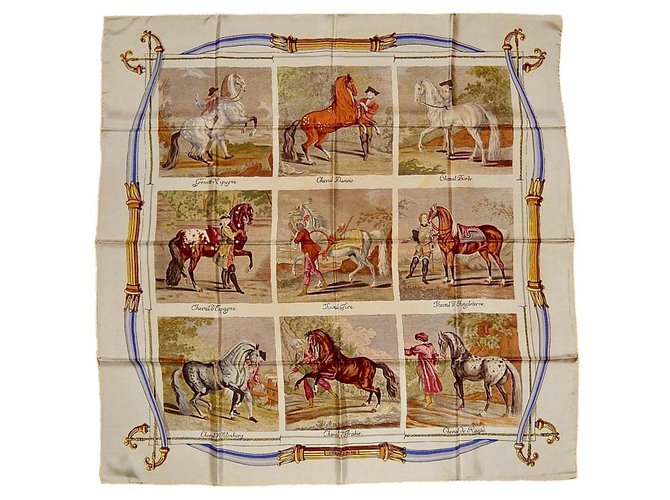 Hermès raças de cavalos Multicor Seda  ref.164862