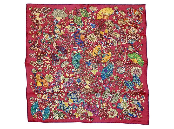 Hermès FABRIC FLOWERS and BUTTERFLIES Multiple colors Silk  ref.164883