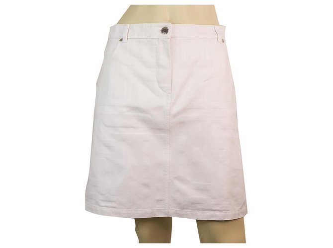 Hermès Hermes White 100% Talla de algodón mini falda apenada 38 con bolsillos delanteros y traseros Blanco  ref.164970