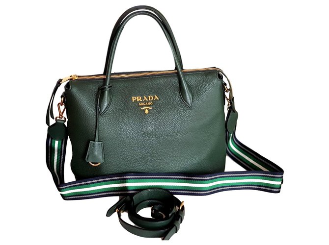 Prada Paradigme tote bag Green Leather  ref.164997