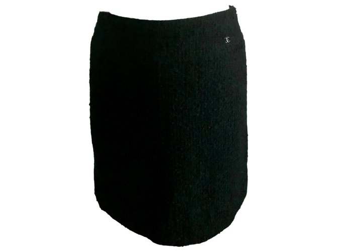 Chanel tweed skirt black  ref.165041