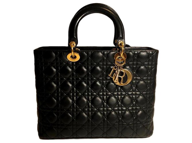 Lady Dior DIOR Black Leather  ref.165048