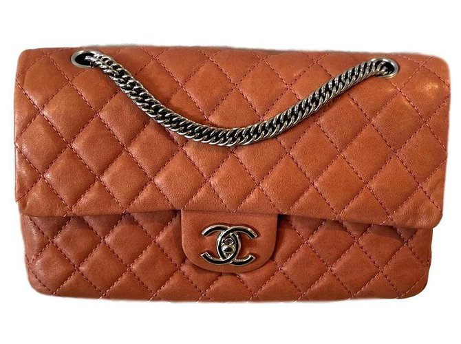 Chanel Pink Orange Leder  ref.165053
