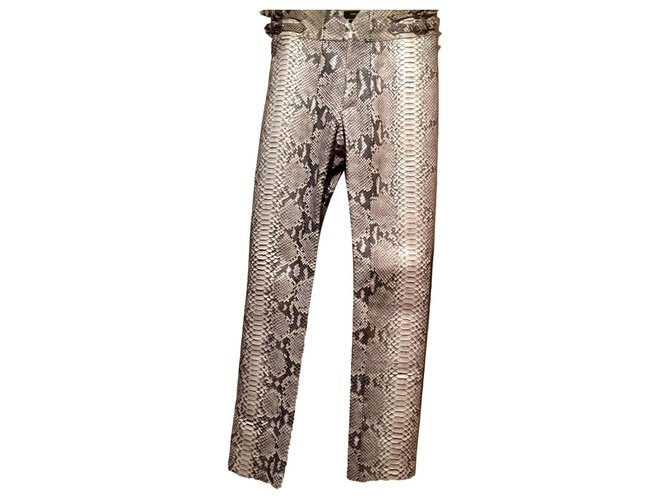 Pantalones Isabel Marant en piel de pitón Gris Cueros exoticos  ref.165065
