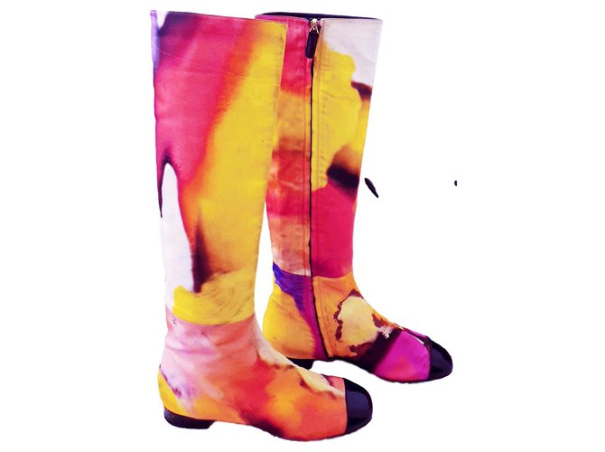 Chanel boots ready-to-wear catwalk collection 2015 Spring-Summer Multiple colors Silk Lambskin  ref.165070