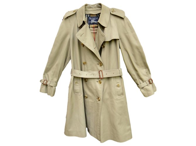 trench femme Burberry vintage taille 42 Coton Polyester Kaki  ref.165081