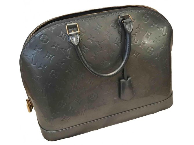 Louis Vuitton Alma grand model Olive green Patent leather  ref.165220