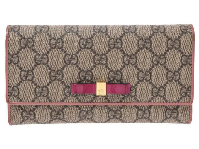 Portefeuille Gucci Continental Greige Toile Beige  ref.165308