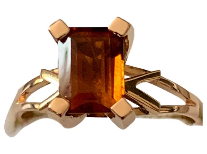 Autre Marque Yellow gold ring 18 ct 750 set with a superb Citrine *5 cts * Cognac  ref.163881