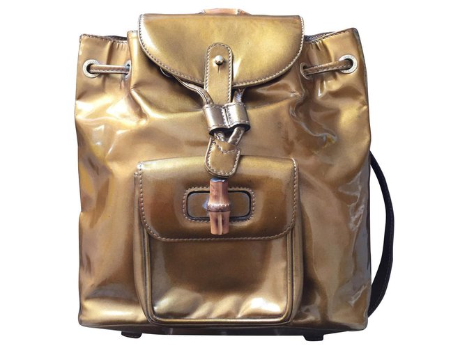 gucci backpack Golden Patent leather  ref.165090