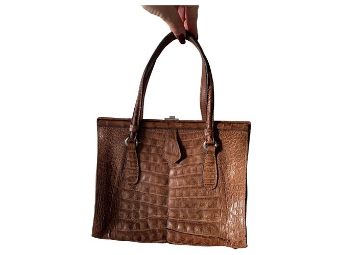 Autre Marque Handbags Brown Leather Exotic leather  ref.165125