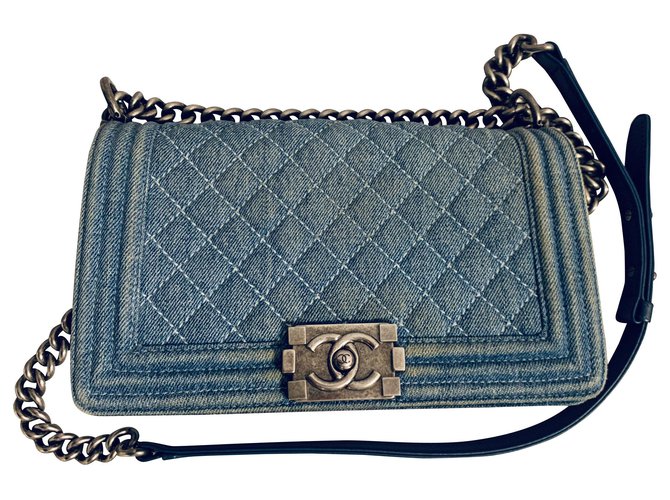 Bolsa Chanel BOY Medium Azul John  ref.165147