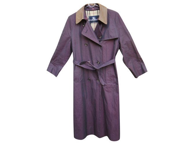 Burberry mujer impermeable vintage t 36 Forro de lana extraíble. Púrpura Algodón  ref.165148