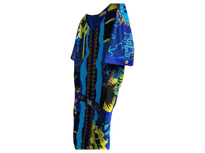 Versace Jeans Kleid Gelb und Dunkelblau Polyester