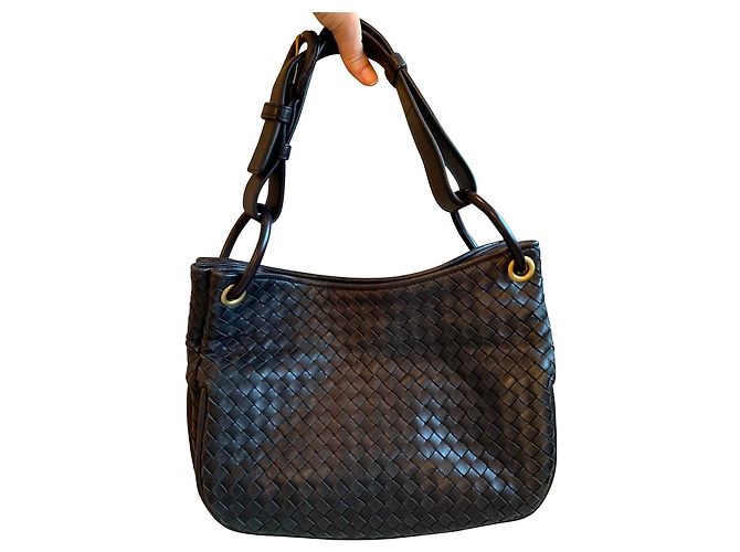 Bottega Veneta Bottega gewebte Ledertasche Schwarz