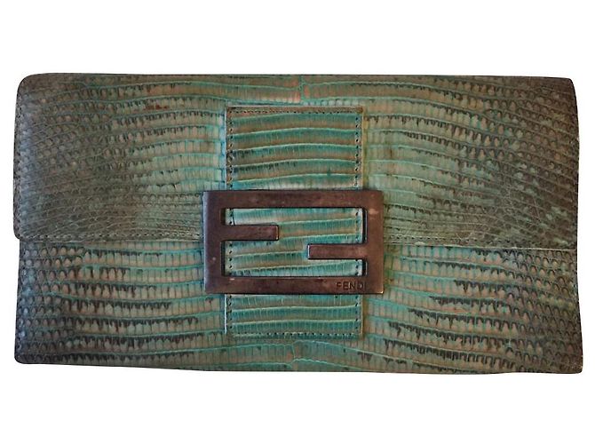 Fendi lizard wallet green