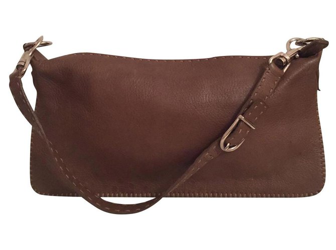 Fendi Selleria shoulder bag Caramel Leather  ref.165187