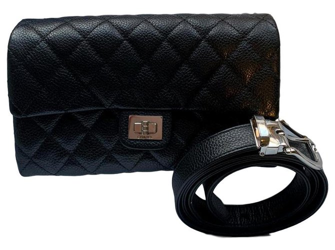 Autre Marque Chanel uniform bum bag Black Leather  ref.165216
