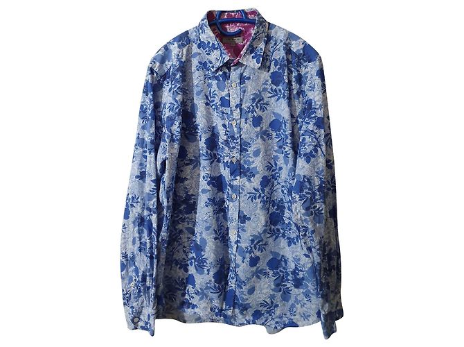 Camisa Ted Baker floral de algodão azul