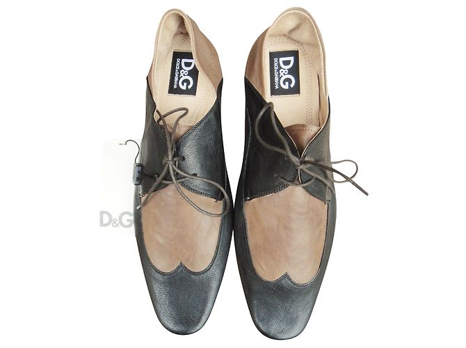 Dolce & Gabbana tamanho derbies macios 44 Nova Condição Marrom Preto