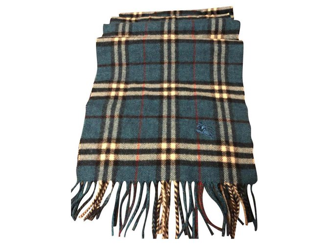 Burberry Scarves Blue Multiple colors Wool  ref.165269