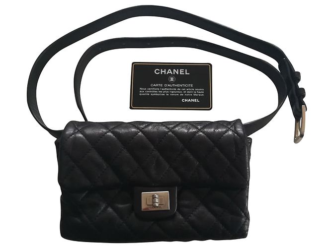 Gabrielle Chanel Riementasche 2.55 Schwarzes Leder