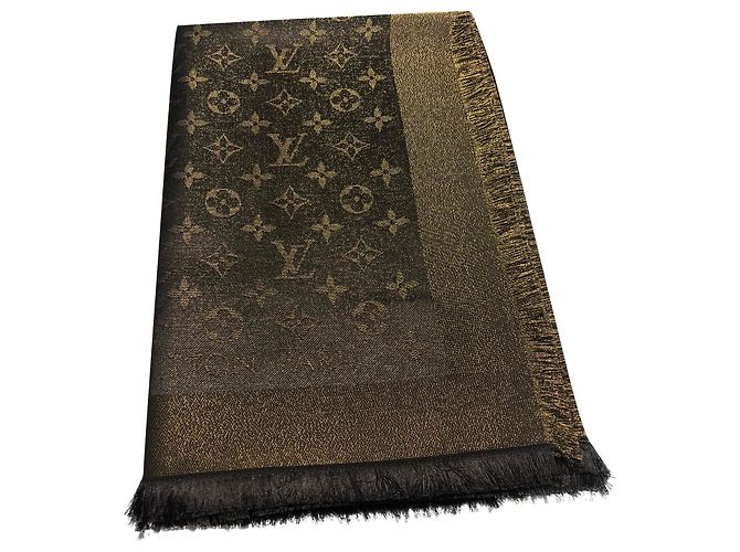 Louis Vuitton Monogram Shine Marrone Seta Poliestere Viscosa Legno