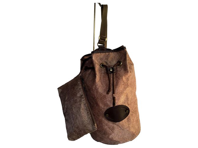 Autre Marque Redwall Borbonese Large Bucket Bag with Pouch Dark brown Nylon  ref.165375