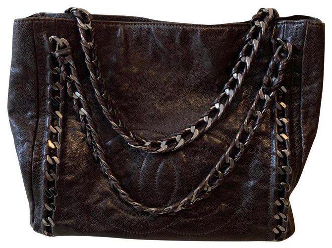 Chanel Black Leather  ref.165389