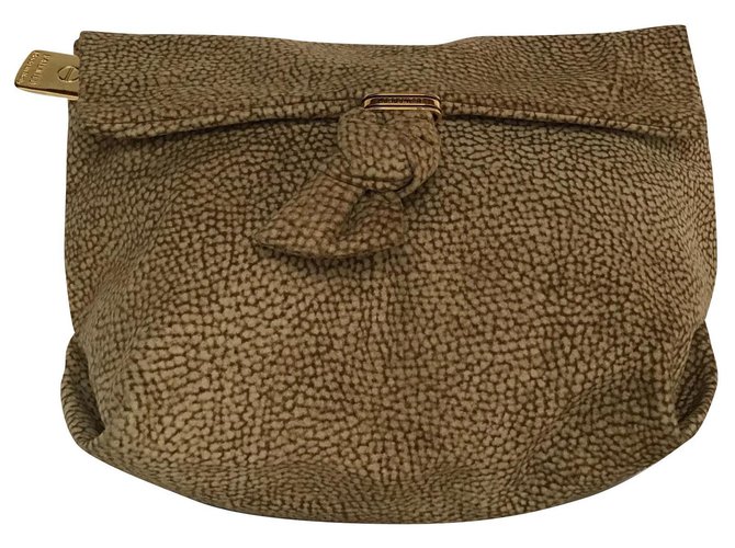 Autre Marque Borbonese  Clutch Bag Brown Suede Leather  ref.165414