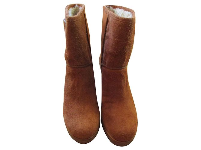 Marc by Marc Jacobs Boots fourrées, compensées, cuir cognac 36.