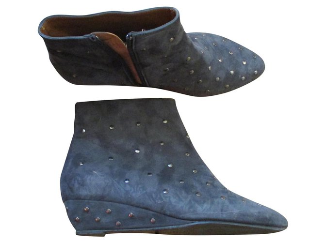 Autre Marque Pewter gray suede boots, Pointure 36. Dark grey  ref.165417