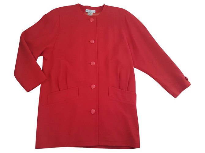 Balenciaga Manteaux, Vêtements d'extérieur Laine Rouge  ref.165421