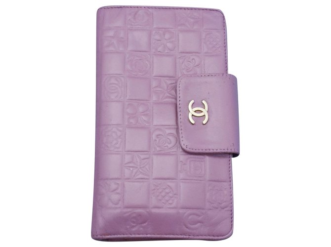 Chanel wallet Pink Purple Leather  ref.165490