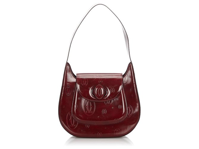 Cartier Red Happy Birthday Shoulder Bag Dark red Leather Patent leather  ref.165514