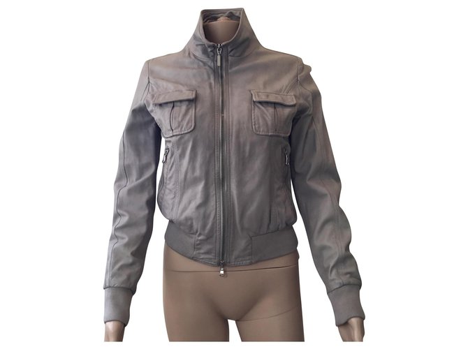 Autre Marque Baldinini bomber jacket Grey Leather  ref.165573