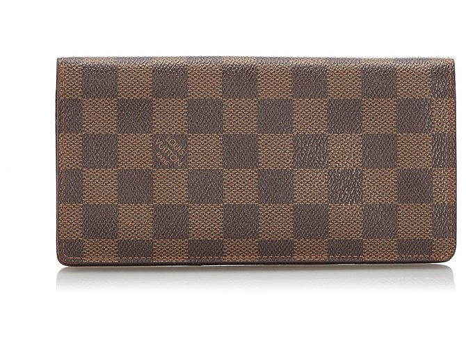 Louis Vuitton Brown Damier Ebene Brazza Wallet Leather Cloth  ref.165613