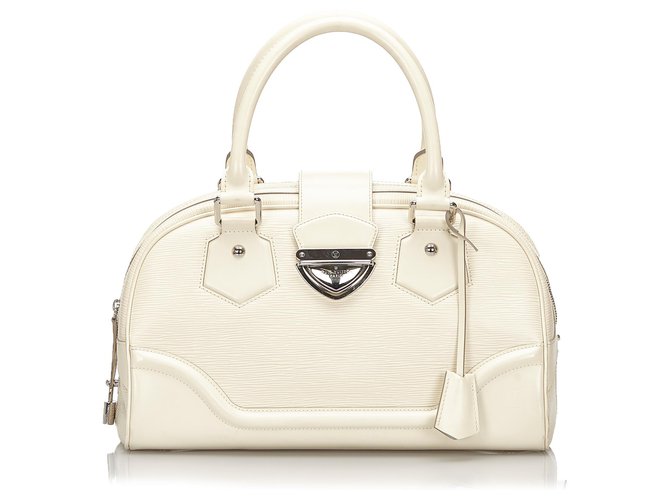 Louis Vuitton White Epi Bowling Montaigne GM Cream Leather ref