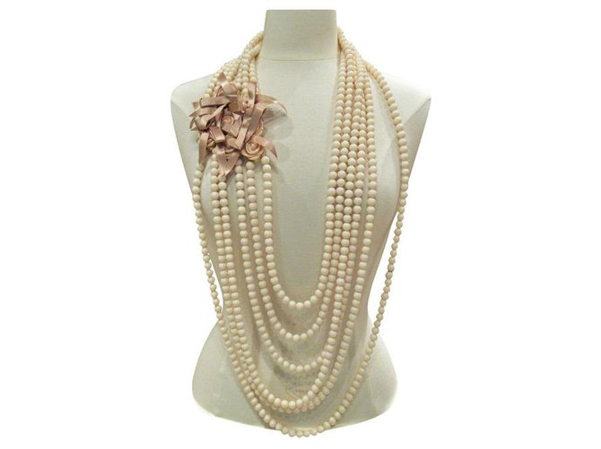 Autre Marque Dyrberg/Kern ivory-coloured necklace with multiple rows Cream  ref.165676