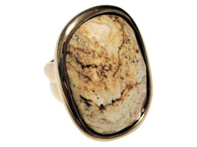 Autre Marque Anillo Dyrberg / Kern bañado en oro con piedra marmolada Dorado Chapado en oro  ref.165679
