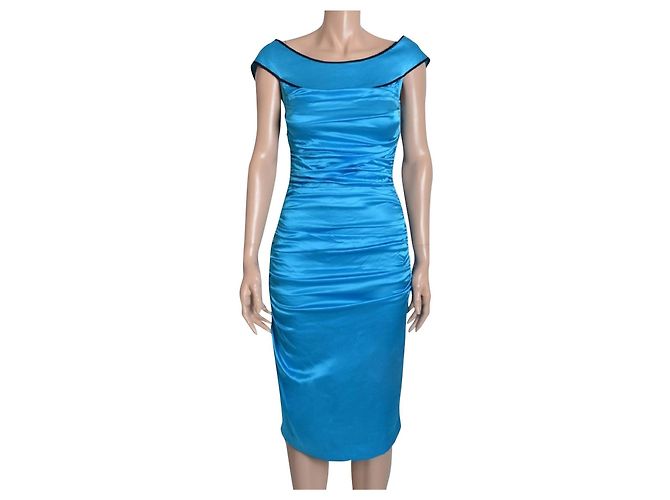 Luc Duchène Turquoise silk  dress of Luc Duchene