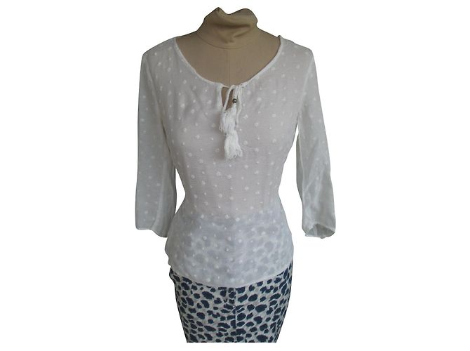 Autre Marque Blusa I Code Branca de Algodão com Bordados e Rendas Branco