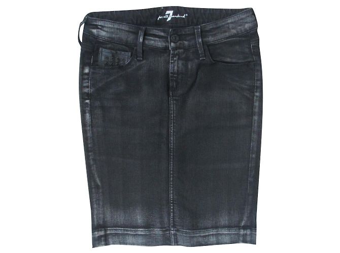 7 For All Mankind Schwarzer Jeansrock gerade Grau