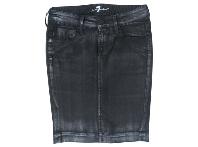 7 For All Mankind Skirts Black Grey Cotton  ref.165712