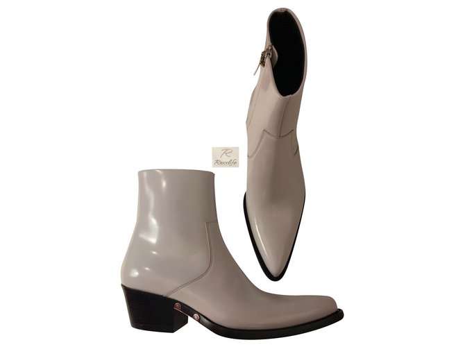 Calvin Klein Ankle Boots White Leather  - Joli Closet